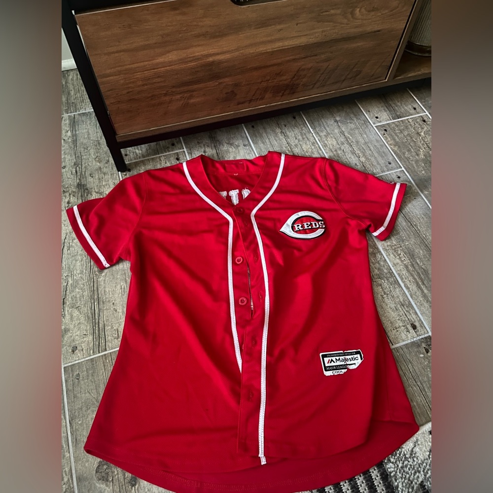 Majestic Cincinnati Reds Billy Hamilton Youth Red and White Baseball Jersey
